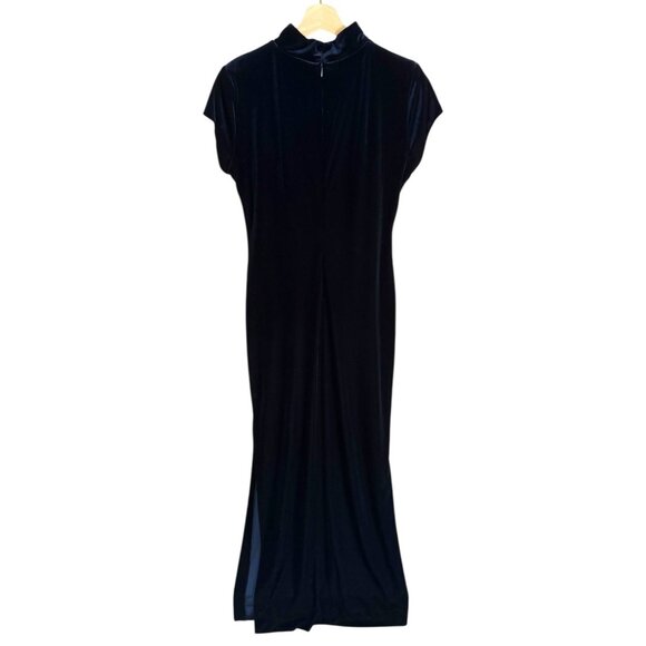 Vintage Velvet Maxi Dress‎ Navy Blue 10 Whimsygoth Vampire Gothic Dark Romantic - Picture 2 of 5